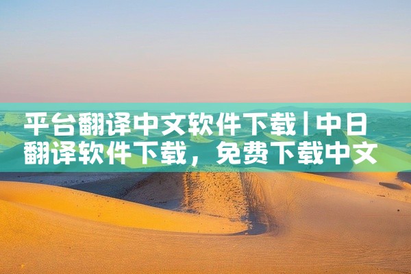 平台翻译中文软件下载