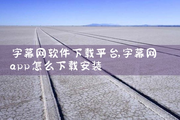 字幕网软件下载平台